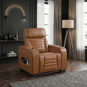 8344BRW-1PWHM Power Reclining Chair with Power Headrest, Cup holder, Storage Arms(Top and Side), Air Massage, Heat, LED Lighting and Charging Ports - 8344BRW-1PWHM