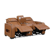8344BRW-2PWHM Power Double Reclining Love Seat with Center Console, Power Headrests, Storage Arms(Top and Side) ,Cup Holders, Wireless Speakers with Sub-Woofer, Air Massage, Heat, LED Lighting and Charging Ports - 8344BRW-2PWHM