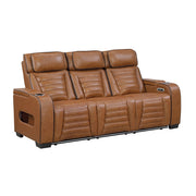 8344BRW-3PWHM Power Double Reclining Sofa with Center Drop-Down Cup Holders, Power Headrests,  Storage Arms(Top and Side) ,Cup holders, Reading Lights, Wireless Charger, Air Massage, Heat,  LED Lighting and Charging Ports - 8344BRW-3PWHM