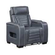 8344BUE-1PWHM Power Reclining Chair with Power Headrest, Cup holder, Storage Arms(Top and Side), Air Massage, Heat, LED Lighting and Charging Ports - 8344BUE-1PWHM