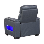 8344BUE-1PWHM Power Reclining Chair with Power Headrest, Cup holder, Storage Arms(Top and Side), Air Massage, Heat, LED Lighting and Charging Ports - 8344BUE-1PWHM