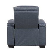 8344BUE-1PWHM Power Reclining Chair with Power Headrest, Cup holder, Storage Arms(Top and Side), Air Massage, Heat, LED Lighting and Charging Ports - 8344BUE-1PWHM