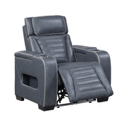 8344BUE-1PWHM Power Reclining Chair with Power Headrest, Cup holder, Storage Arms(Top and Side), Air Massage, Heat, LED Lighting and Charging Ports - 8344BUE-1PWHM