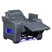 8344BUE-1PWHM Power Reclining Chair with Power Headrest, Cup holder, Storage Arms(Top and Side), Air Massage, Heat, LED Lighting and Charging Ports - 8344BUE-1PWHM