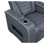 8344BUE-1PWHM Power Reclining Chair with Power Headrest, Cup holder, Storage Arms(Top and Side), Air Massage, Heat, LED Lighting and Charging Ports - 8344BUE-1PWHM