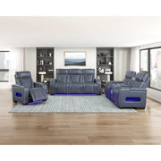 8344BUE-1PWHM Power Reclining Chair with Power Headrest, Cup holder, Storage Arms(Top and Side), Air Massage, Heat, LED Lighting and Charging Ports - 8344BUE-1PWHM