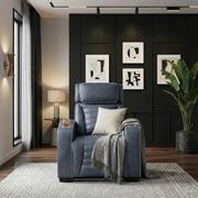 8344BUE-1PWHM Power Reclining Chair with Power Headrest, Cup holder, Storage Arms(Top and Side), Air Massage, Heat, LED Lighting and Charging Ports - 8344BUE-1PWHM