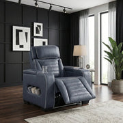 8344BUE-1PWHM Power Reclining Chair with Power Headrest, Cup holder, Storage Arms(Top and Side), Air Massage, Heat, LED Lighting and Charging Ports - 8344BUE-1PWHM