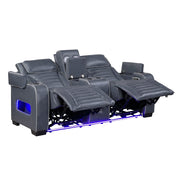 8344BUE-2PWHM Power Double Reclining Love Seat with Center Console, Power Headrests, Storage Arms(Top and Side) ,Cup Holders, Wireless Speakers with Sub-Woofer, Air Massage, Heat, LED Lighting and Charging Ports - 8344BUE-2PWHM