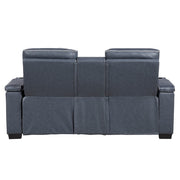 8344BUE-2PWHM Power Double Reclining Love Seat with Center Console, Power Headrests, Storage Arms(Top and Side) ,Cup Holders, Wireless Speakers with Sub-Woofer, Air Massage, Heat, LED Lighting and Charging Ports - 8344BUE-2PWHM