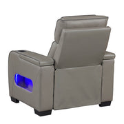 8344GRY-1PWHM Power Reclining Chair with Power Headrest, Cup holder, Storage Arms(Top and Side), Air Massage, Heat, LED Lighting and Charging Ports - 8344GRY-1PWHM