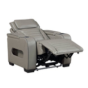 8344GRY-1PWHM Power Reclining Chair with Power Headrest, Cup holder, Storage Arms(Top and Side), Air Massage, Heat, LED Lighting and Charging Ports - 8344GRY-1PWHM
