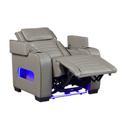 8344GRY-1PWHM Power Reclining Chair with Power Headrest, Cup holder, Storage Arms(Top and Side), Air Massage, Heat, LED Lighting and Charging Ports - 8344GRY-1PWHM