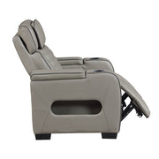 8344GRY-1PWHM Power Reclining Chair with Power Headrest, Cup holder, Storage Arms(Top and Side), Air Massage, Heat, LED Lighting and Charging Ports - 8344GRY-1PWHM