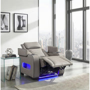 8344GRY-1PWHM Power Reclining Chair with Power Headrest, Cup holder, Storage Arms(Top and Side), Air Massage, Heat, LED Lighting and Charging Ports - 8344GRY-1PWHM
