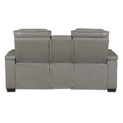8344GRY-2PWHM Power Double Reclining Love Seat with Center Console, Power Headrests, Storage Arms(Top and Side) ,Cup Holders, Wireless Speakers with Sub-Woofer, Air Massage, Heat, LED Lighting and Charging Ports - 8344GRY-2PWHM