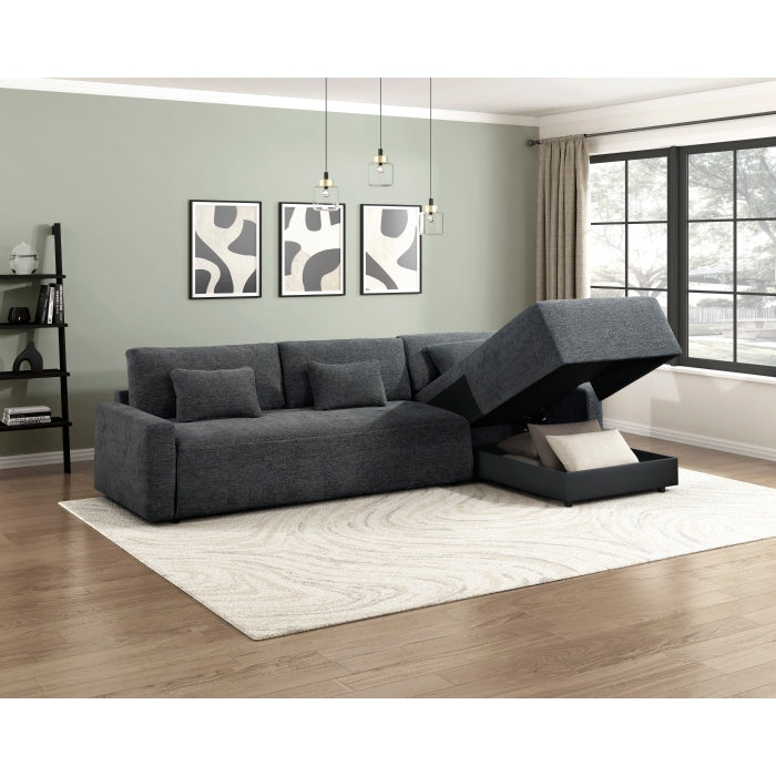 8345DGY*23LRC 2-Piece Sectional with Convertible Queen Sleeper and Right Side Chaise - 8345DGY*23LRC