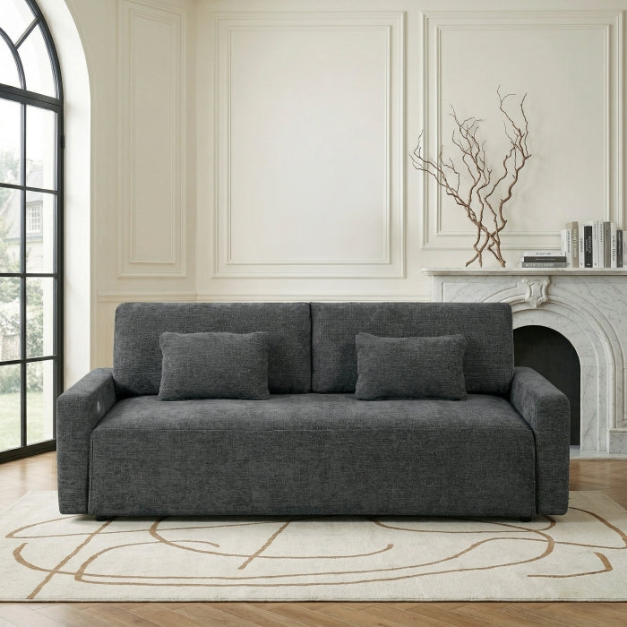 8345DGY-3 Convertible Queen Sleeper Sofa with Charging Ports - 8345DGY-3