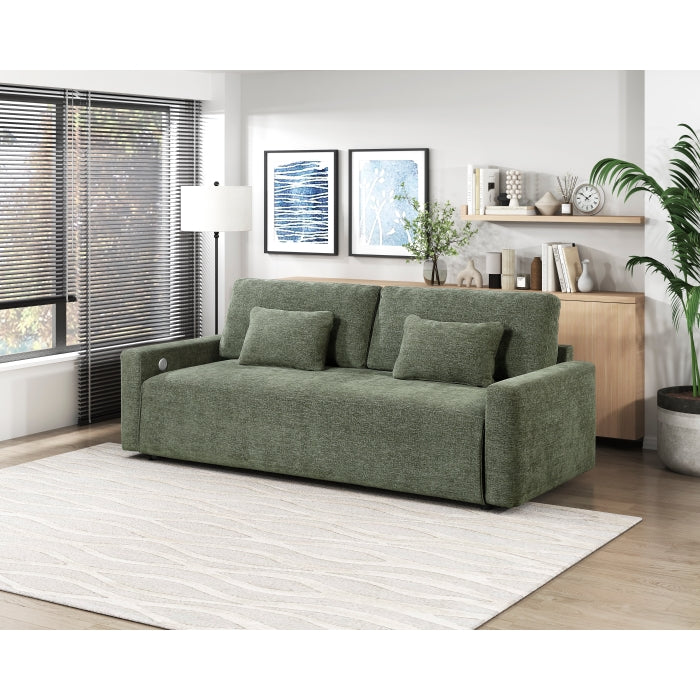 8345GRN-3 Convertible Queen Sleeper Sofa with Charging Ports - 8345GRN-3