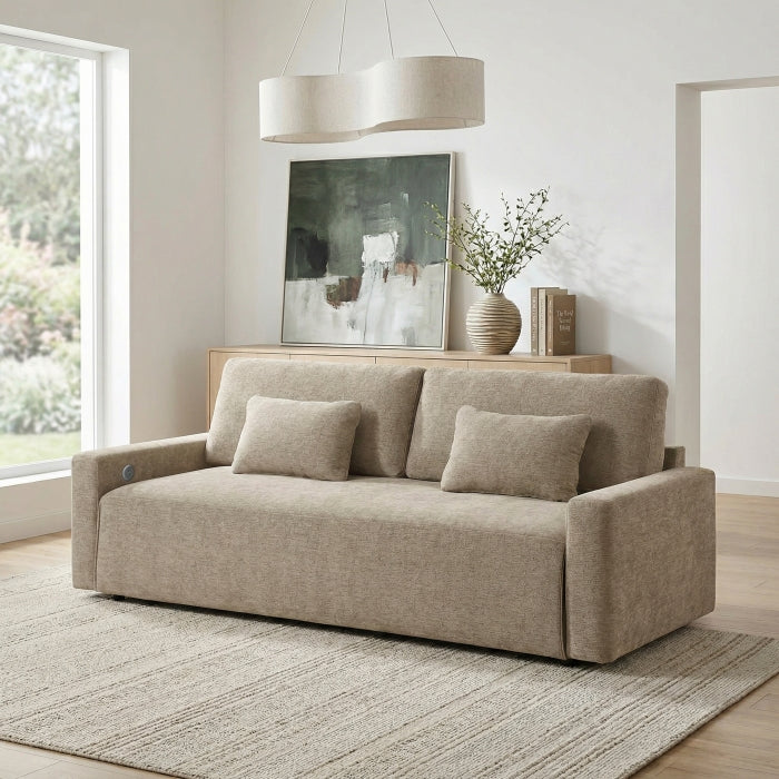 8345TPE-3 Convertible Queen Sleeper Sofa with Charging Ports - 8345TPE-3