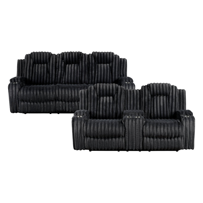 8348BLK*2 2pc Set: Sofa, Love - 8348BLK*2