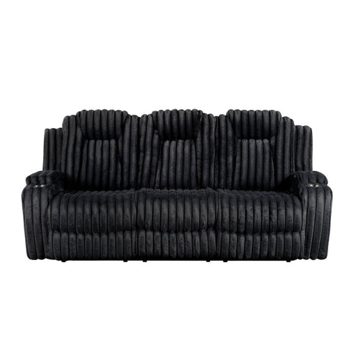 8348BLK-3 Double Reclining Sofa with Cup Holders - 8348BLK-3