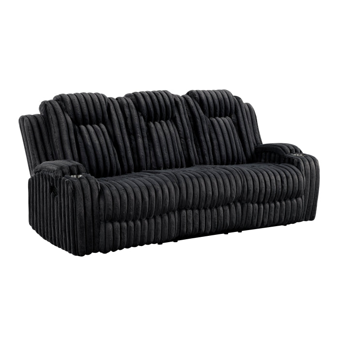 8348BLK-3 Double Reclining Sofa with Cup Holders - 8348BLK-3