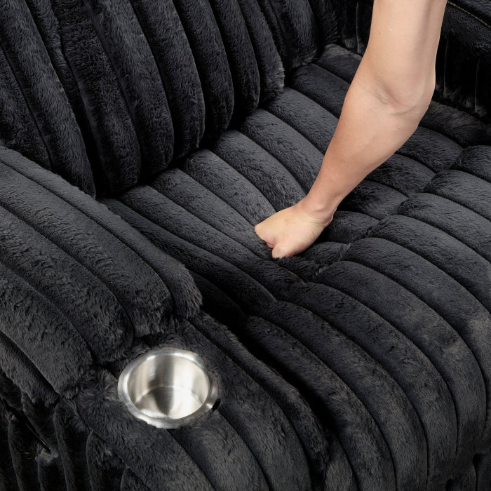 8348BLK-3 Double Reclining Sofa with Cup Holders - 8348BLK-3