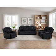 8348BLK-3 Double Reclining Sofa with Cup Holders - 8348BLK-3
