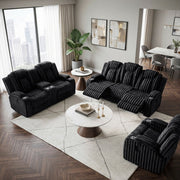 8348BLK-3 Double Reclining Sofa with Cup Holders - 8348BLK-3