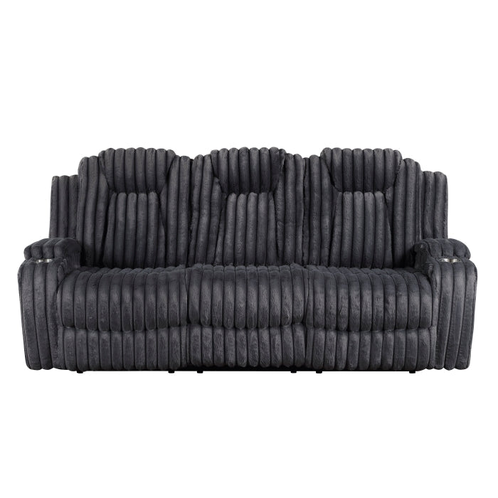 8348DGY-3 Double Reclining Sofa with Cup Holders - 8348DGY-3