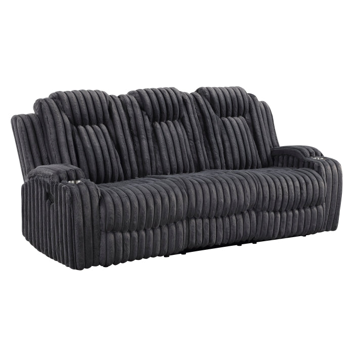 8348DGY-3 Double Reclining Sofa with Cup Holders - 8348DGY-3
