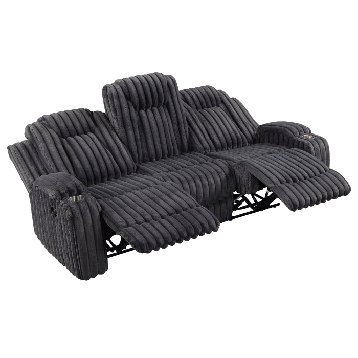 8348DGY-3 Double Reclining Sofa with Cup Holders - 8348DGY-3