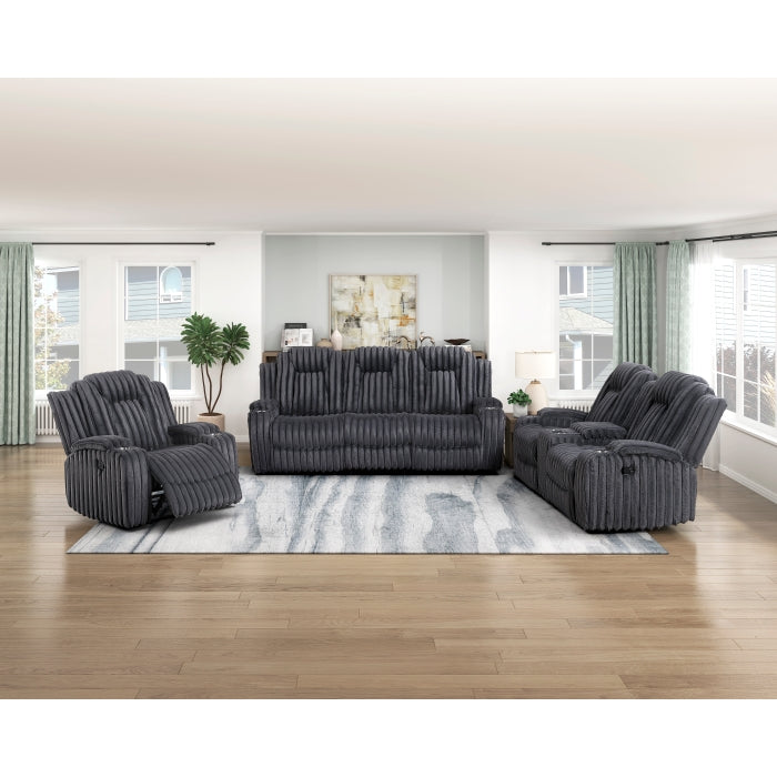 8348DGY-3 Double Reclining Sofa with Cup Holders - 8348DGY-3