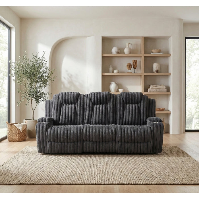 8348DGY-3 Double Reclining Sofa with Cup Holders - 8348DGY-3