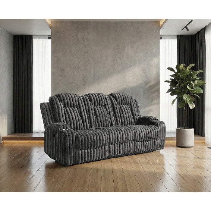 8348DGY-3 Double Reclining Sofa with Cup Holders - 8348DGY-3