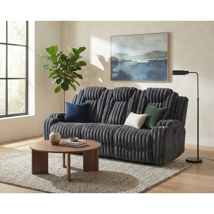 8348DGY-3 Double Reclining Sofa with Cup Holders - 8348DGY-3