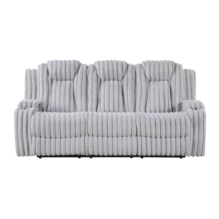8348GRY-3 Double Reclining Sofa with Cup Holders - 8348GRY-3