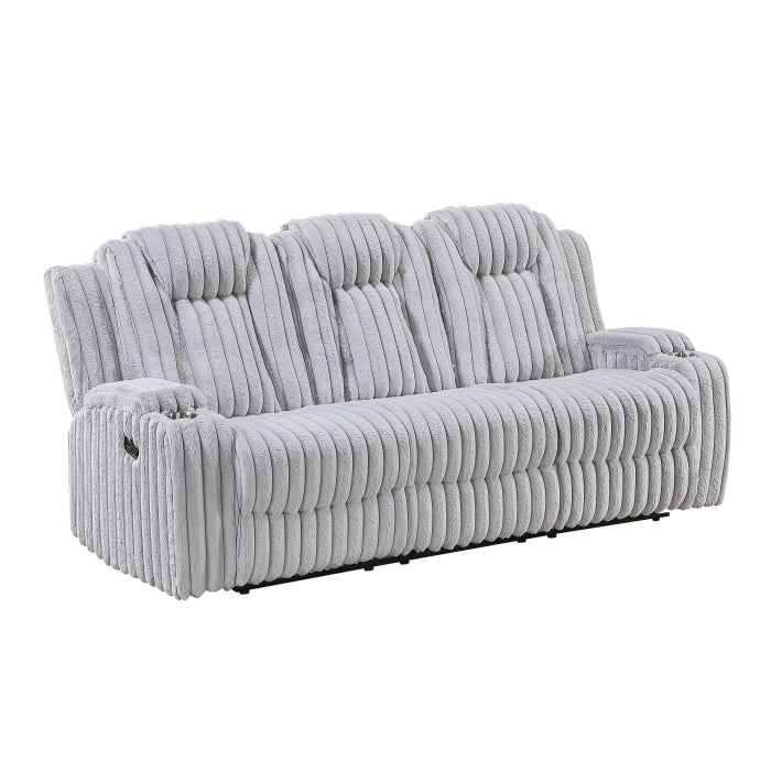 8348GRY-3 Double Reclining Sofa with Cup Holders - 8348GRY-3
