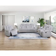 8348GRY-3 Double Reclining Sofa with Cup Holders - 8348GRY-3