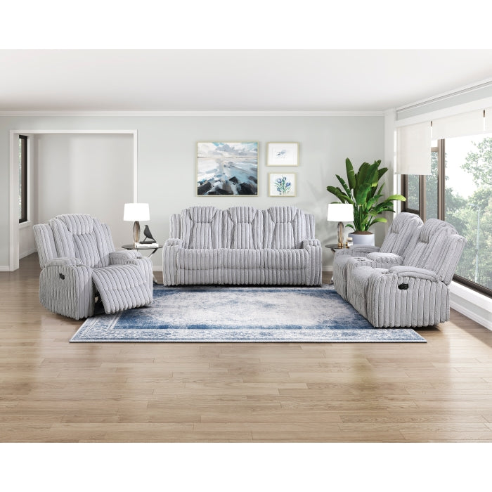 8348GRY-3 Double Reclining Sofa with Cup Holders - 8348GRY-3