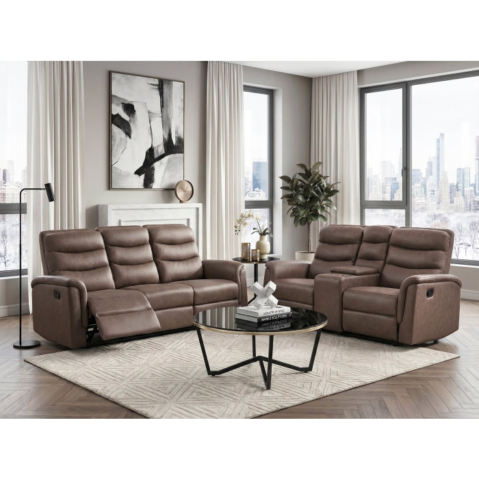 8360BRW-2 Double Glider Reclining Love Seat with  Center Console - 8360BRW-2