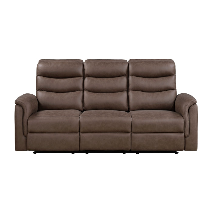 8360BRW-3 Double Reclining Sofa with Drop-down Cup Holders - 8360BRW-3