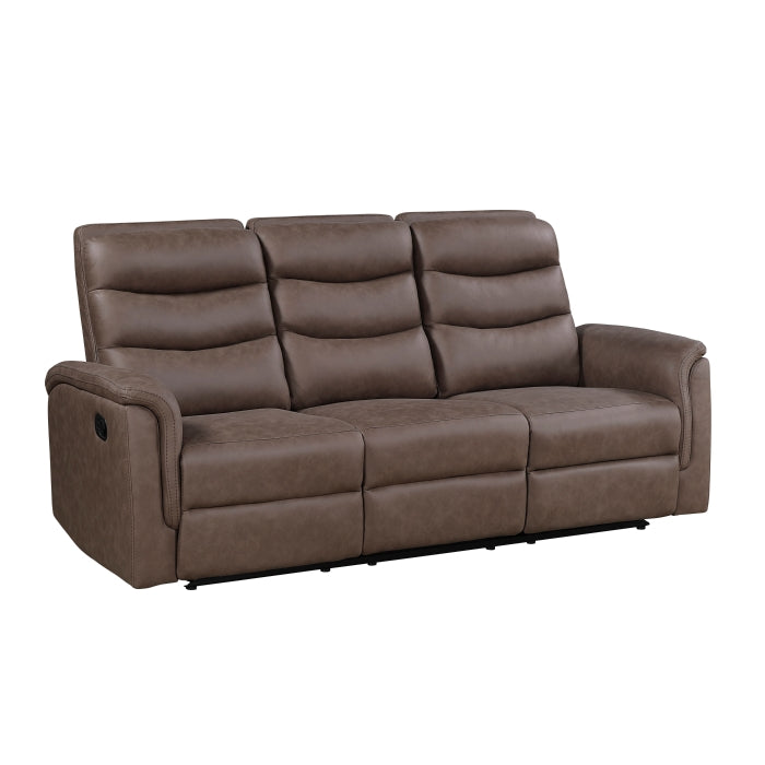8360BRW-3 Double Reclining Sofa with Drop-down Cup Holders - 8360BRW-3