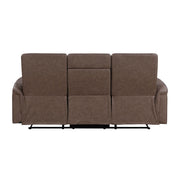 8360BRW-3 Double Reclining Sofa with Drop-down Cup Holders - 8360BRW-3
