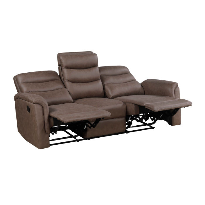 8360BRW-3 Double Reclining Sofa with Drop-down Cup Holders - 8360BRW-3