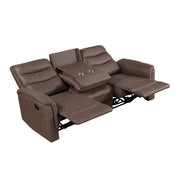 8360BRW-3 Double Reclining Sofa with Drop-down Cup Holders - 8360BRW-3