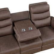 8360BRW-3 Double Reclining Sofa with Drop-down Cup Holders - 8360BRW-3