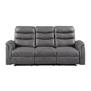 8360GRY-3 Double Reclining Sofa with Drop-down Cup Holders - 8360GRY-3