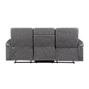 8360GRY-3 Double Reclining Sofa with Drop-down Cup Holders - 8360GRY-3